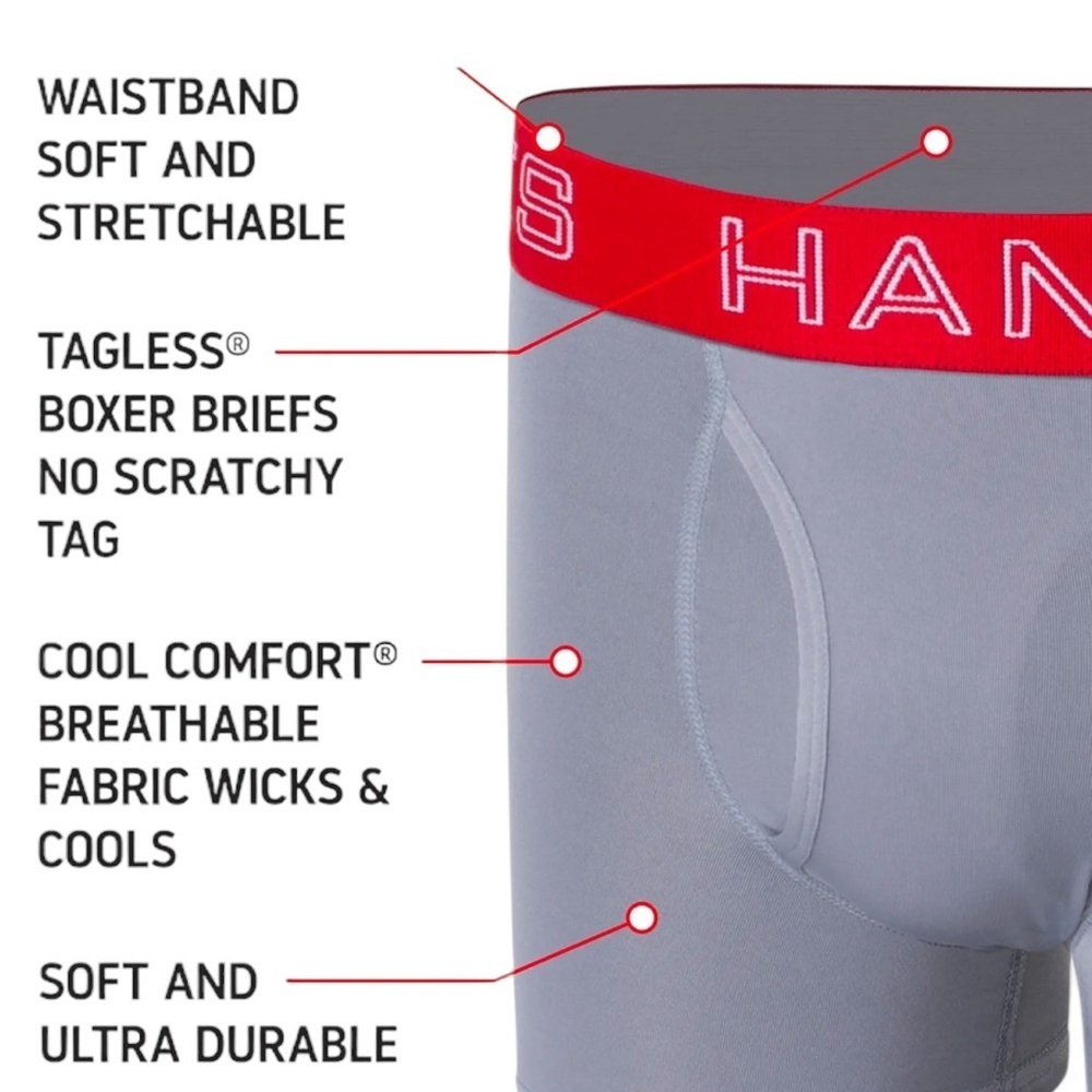 NEW Hanes Youth Medium Boxer Briefs 5 Tagless - Picture 3 of 5